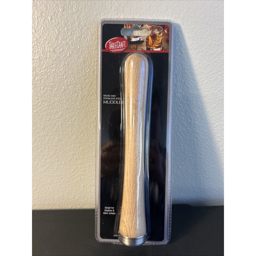 TableCraft Bar Essentials Wood And Stainless Steel Muddler Mojitos Cocktails New